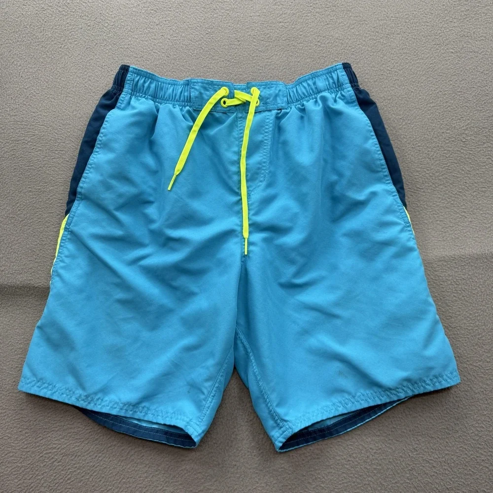 Nike Swim Shorts Mens Large Blue Colorblock Trunks Mesh‎ Lined Quick Dry